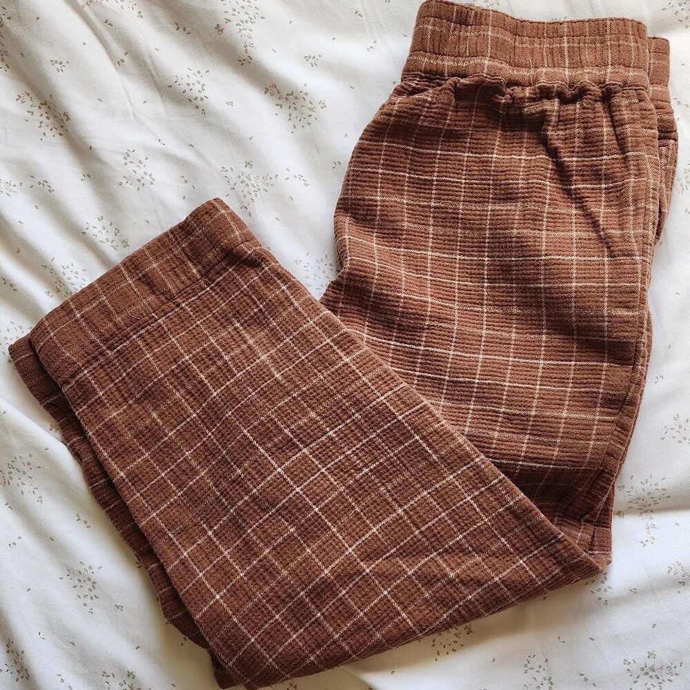 Madewell / SMALL / Waffleback Pull-On High-Rise Tapered Pants in Windowpane